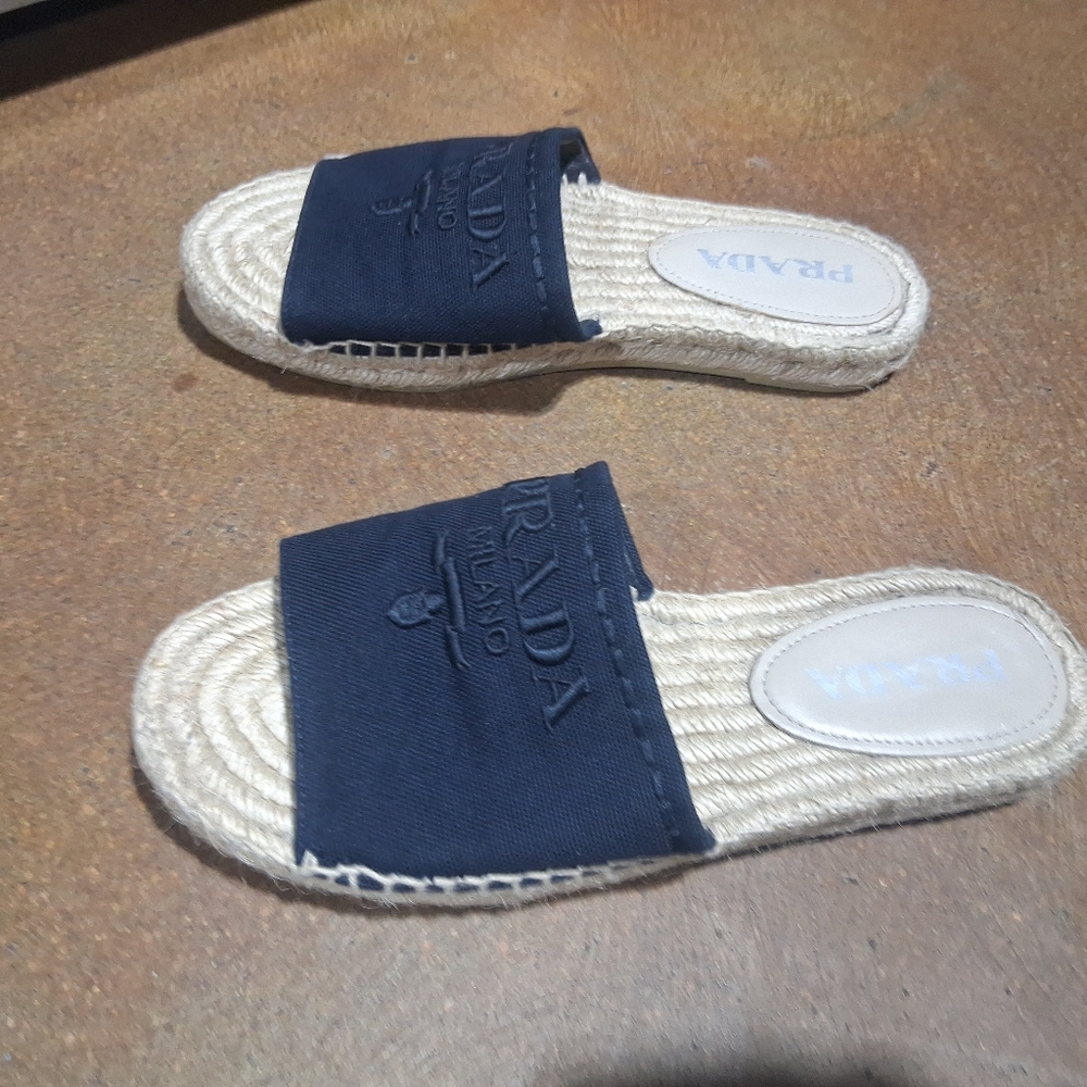 Prada Milano Women's Navy Espadrille Slides